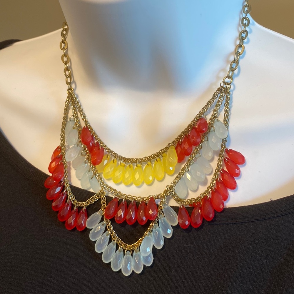 Vintage chandelier necklace 18” w/ext. chain 3” EUC boho